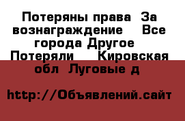 Потеряны права. За вознаграждение. - Все города Другое » Потеряли   . Кировская обл.,Луговые д.